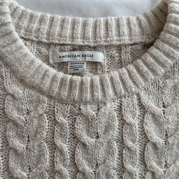 Cream Cable Knit American Eagle Sweater - Picture 2 of 4